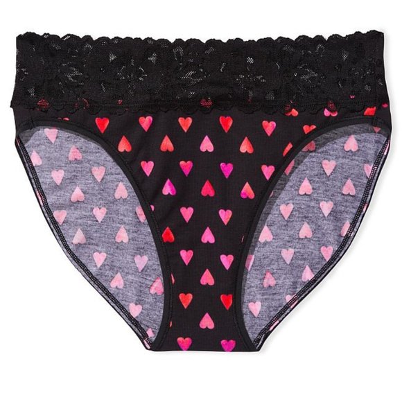 💕Last Pair VS Lace Waist Cotton High Leg Briefs w/ Hearts NWT So Comfy - Picture 5 of 9